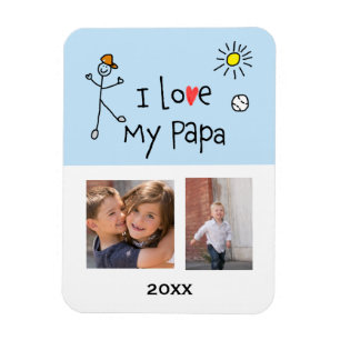 Jag älskar min pappa 2 Foto Anpassad Magnet