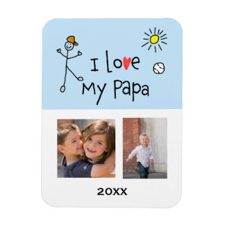 Jag älskar min pappa 2 Foto Anpassad Magnet