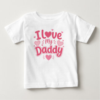 Jag älskar min pappa Hjärtat Rosa Typografi Baby T Shirt