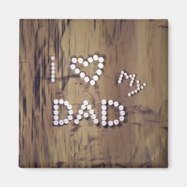 Jag älskar min Pappa på Wood Graphic Magnet (Framsidan)
