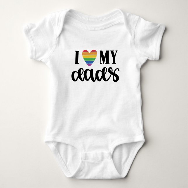 Jag älskar min pappas regnbågs-hjärta t shirt (Framsida)