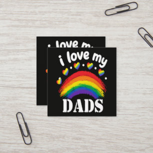 Jag älskar min pappas regnbågsstolthet fyrkantigt visitkort