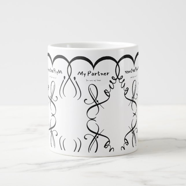 Jag älskar min partner • Du är mitt hem Jumbo Mugg (Framsidan)
