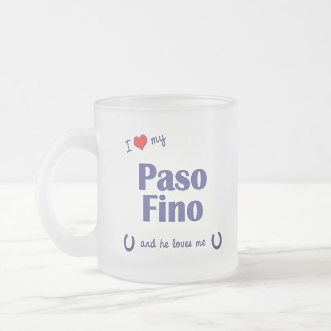 Jag älskar min Paso Fino (den Male hästen) Frostad Glasmugg (Vänster)