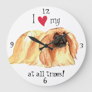 Jag älskar min Pekingese Stor Klocka