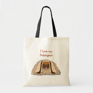 Jag älskar min Pekingese tecknad Pekingese, hund Tygkasse
