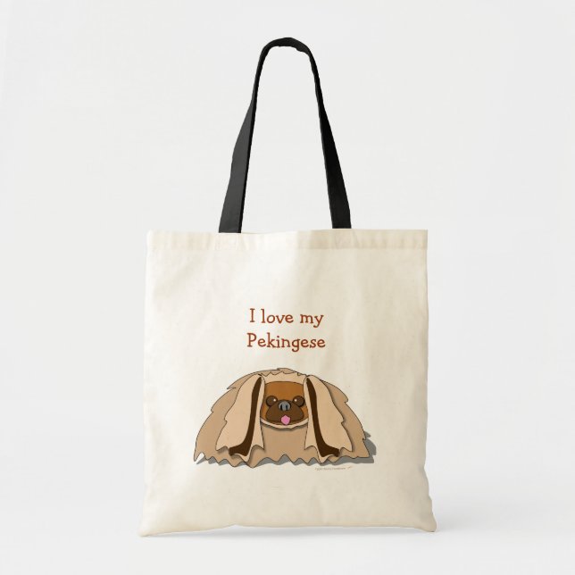 Jag älskar min Pekingese tecknad Pekingese, hund Tygkasse (Framsidan)