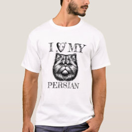 Jag älskar min perser, katt och tassavtryck Svart T Shirt