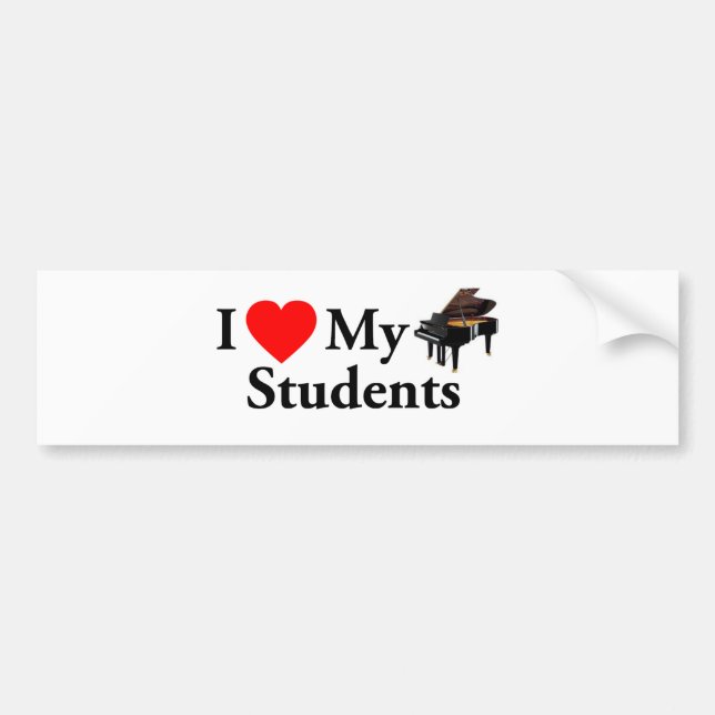 Jag älskar min pianostudenter bildekal (Framsidan)