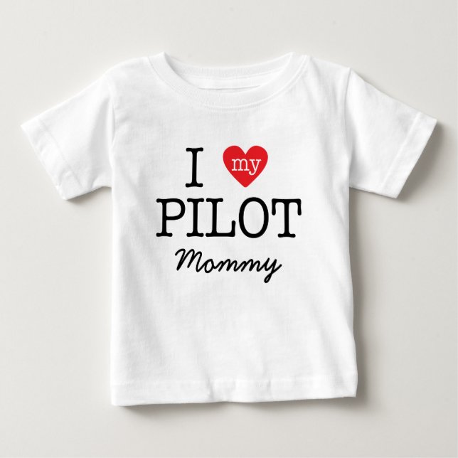 Jag älskar min pilot- mammor t-shirt (Framsida)