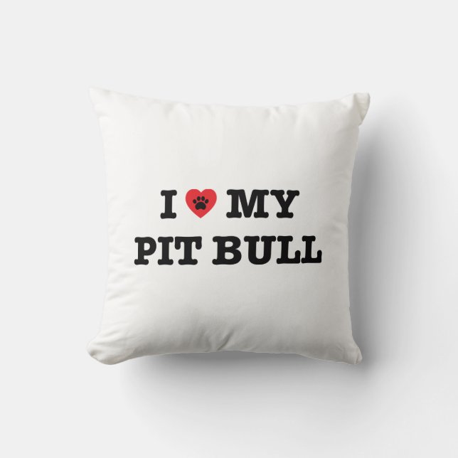 Jag älskar min Pit Bull Dekorativ kudde (Framsida)