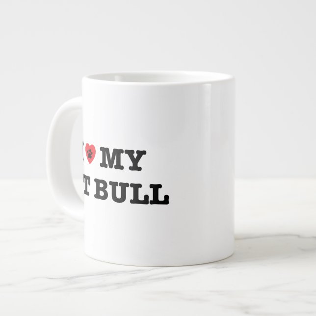 Jag älskar min Pit Bull Jumbo Coffee Mugg (Framsida vänster)