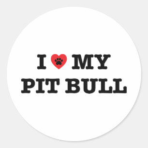 Jag älskar min Pit Bull Sticker Runt Klistermärke