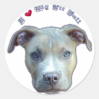 Jag älskar min Pit Bull Sticker Runt Klistermärke