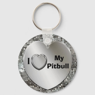 Jag älskar min Pitbull hjärtnyckelring Nyckelring
