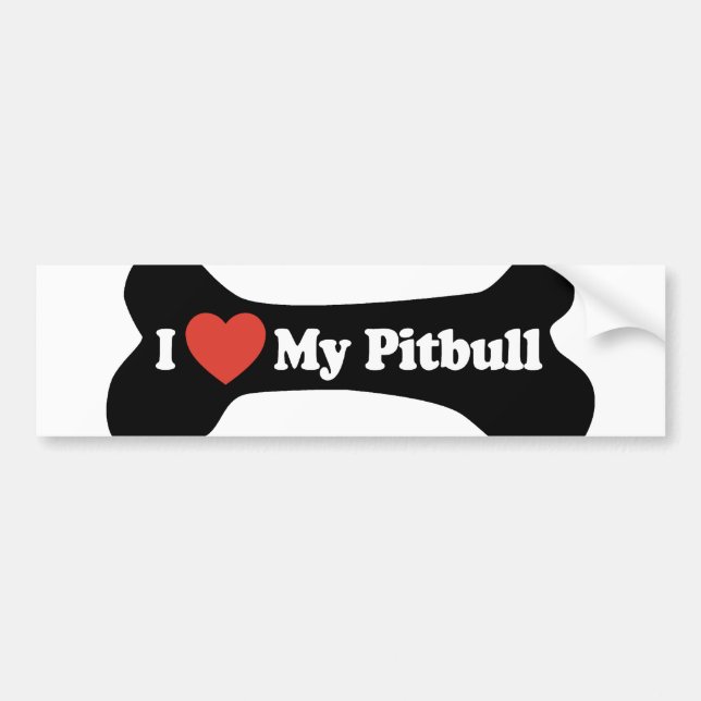 Jag älskar min Pitbull - hundben Bildekal (Framsidan)
