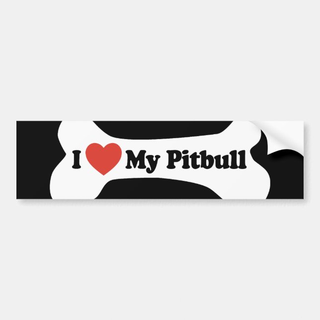 Jag älskar min Pitbull - hundben Bildekal (Framsidan)