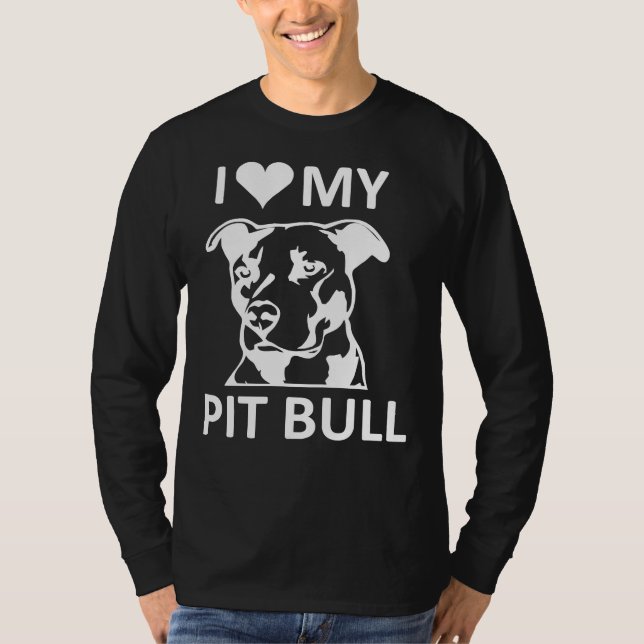 Jag älskar min Pitbull i Kärlek, min Pitbull Pit B T Shirt (Framsida)