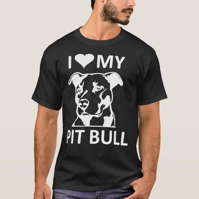 Jag älskar min Pitbull i Kärlek, min Pitbull Pit B T Shirt (Framsida)