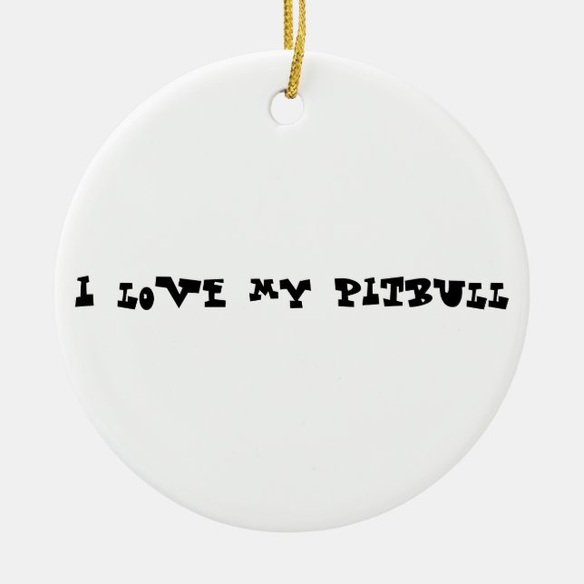 Jag älskar min pitbull julgransprydnad keramik (Framsidan)