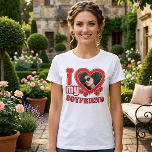 Jag älskar min pojkvän anpassad hjärta foto t shirt