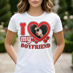 Jag älskar min pojkvän anpassad hjärta foto t shirt