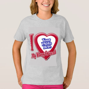 Jag älskar min pojkvän foto rött hjärta grått t shirt