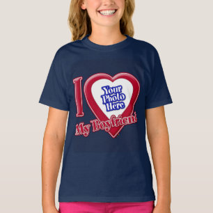 Jag älskar min pojkvän foto rött hjärta marinblå t shirt
