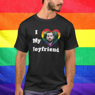 Jag älskar min pojkvän Gay Pride HBTQ Anpassad bil T Shirt