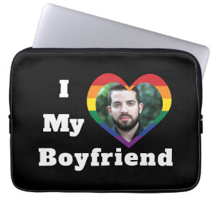Jag älskar min pojkvän Gay Pride HBTQ Egendarbetad Laptop Fodral