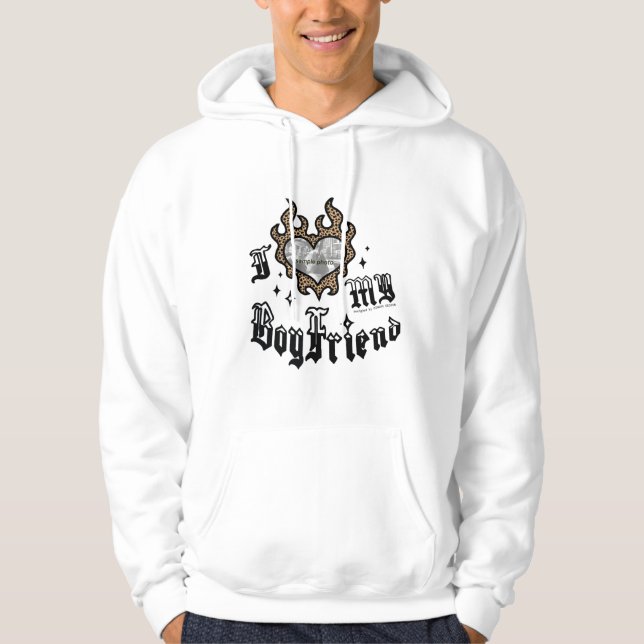 Jag älskar min pojkvän - Gepard - DingusDesign Hoodie (Framsida)