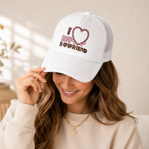 Jag älskar min pojkvän hjärta Brun Rosa mössa Keps