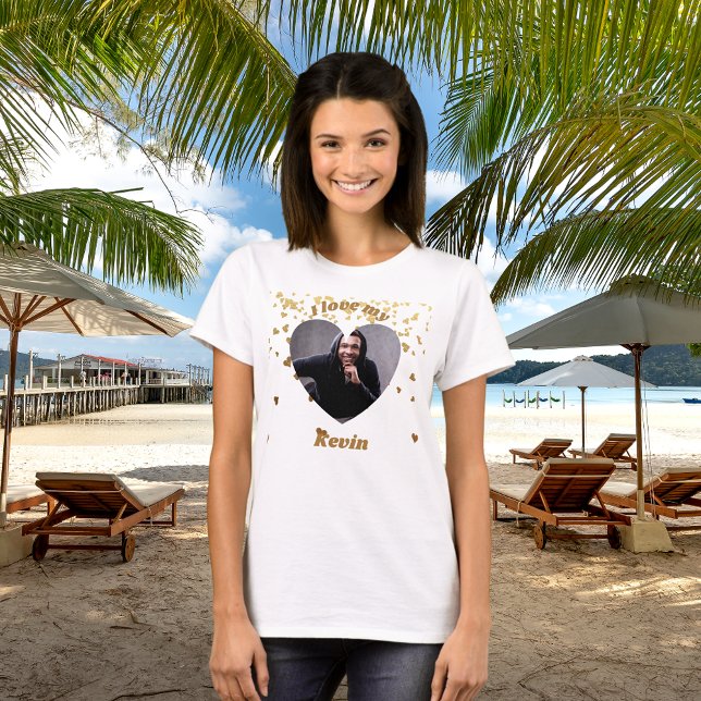 Jag älskar min pojkvän hjärta foto namn t shirt (Skapare uppladdad)