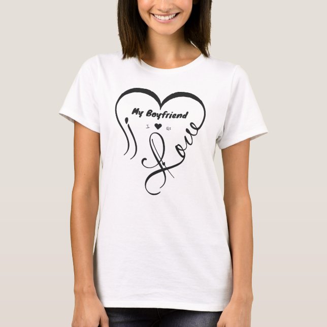 Jag älskar min pojkvän Jag ♥ Oss T Shirt (Framsida)