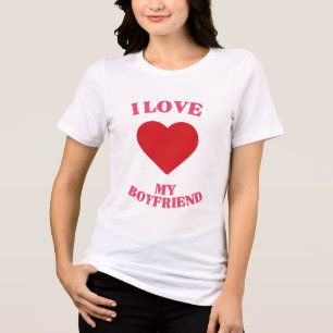 Jag älskar min pojkvän kvinnors bomullströja   t shirt