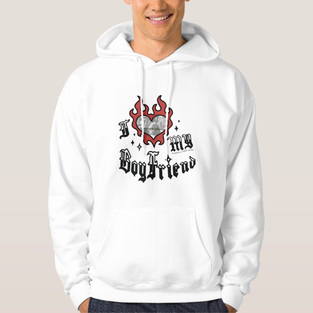 Jag älskar min pojkvän - Röd - DingusDesign  Hoodie (Framsida)