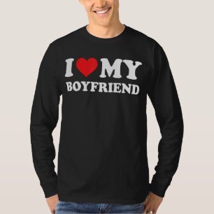 Jag älskar min pojkvän röda hjärta t shirt