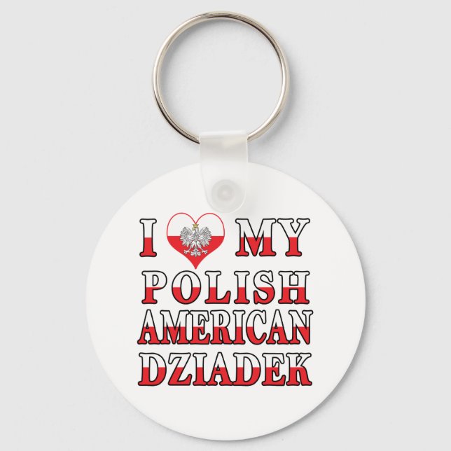 Jag älskar min polska amerikanska Dziadek Nyckelring (Framsida)