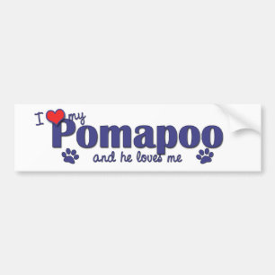 Jag älskar min Pomapoo (den Male hunden) Bildekal