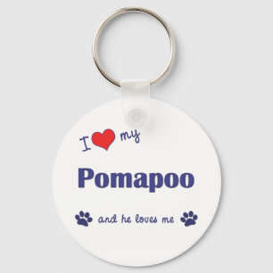 Jag älskar min Pomapoo (den Male hunden) Nyckelring