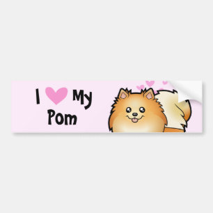 Jag älskar min Pomeranian Bildekal
