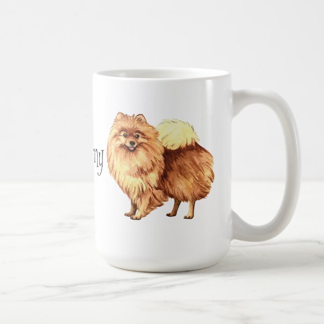 Jag älskar min Pomeranian Kaffemugg (Höger)