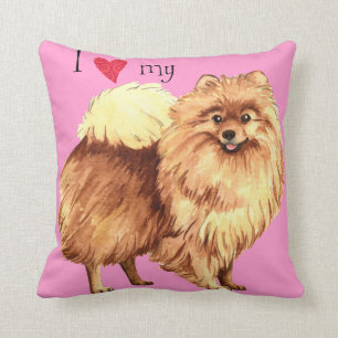 Jag älskar min Pomeranian Kudde
