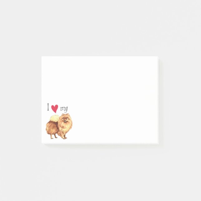 Jag älskar min Pomeranian Post-it Block (Framsida)