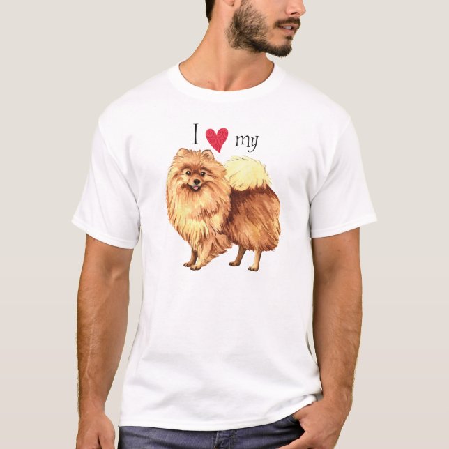 Jag älskar min Pomeranian Tee Shirt (Framsida)