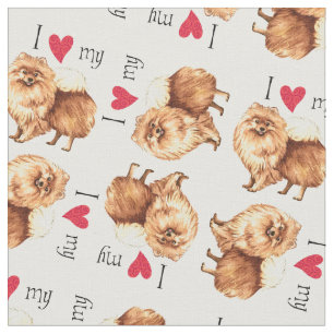 Jag älskar min Pomeranian Tyg
