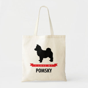 Jag älskar min Pomsky toto hänger lös Tygkasse