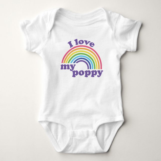 Jag älskar min Poppy - Sött regnbågs- T Shirt (Framsida)