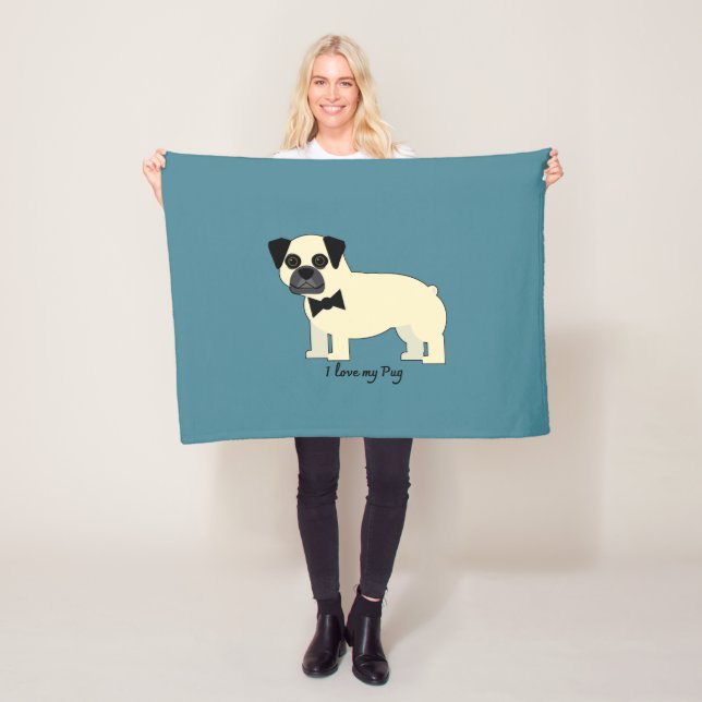 Jag älskar min Pug Fleecefilt (På plats)