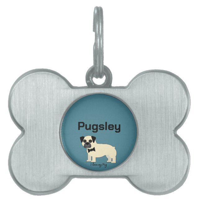 Jag älskar min Pug ID-bricka Husdjur (Framsidan)
